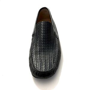 ANDREA VIVIANI Black Woven Leather Loafers